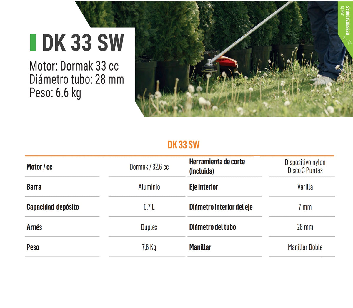 DESBROZADORA MANUAL DORMAK DK 33 SW
