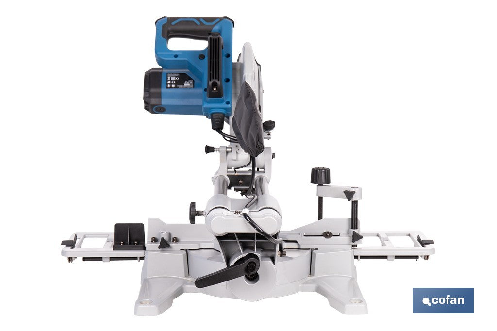 Ingletadora eléctrica 1450 W Ø210 mm 5000 rpm  Corte preciso con guía láser, doble bisel, barra deslizante y bolsa de serrín