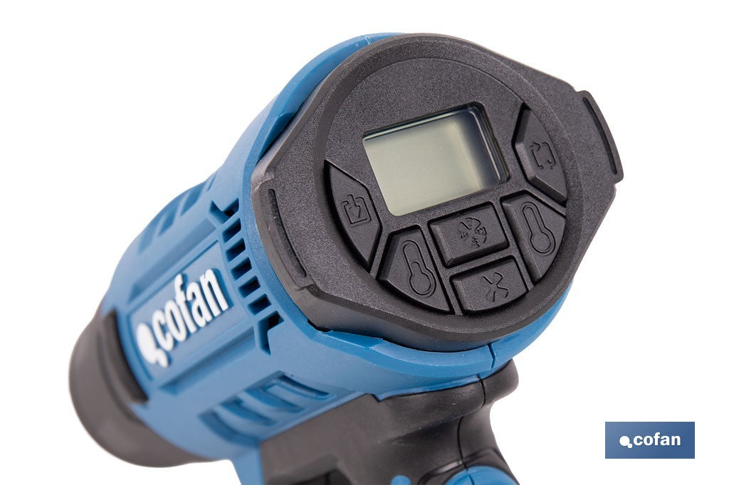 Pistola de aire caliente LCD digital display 2000 W |Temperatura regulable 50 hasta 650°