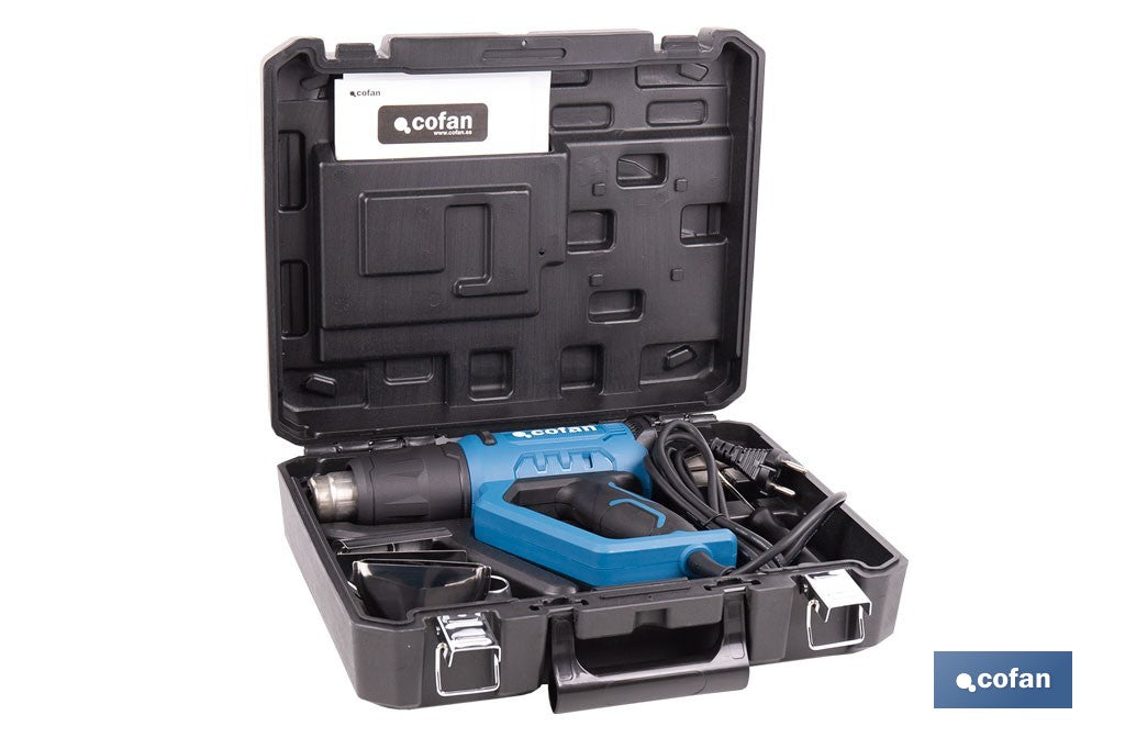 Pistola de aire caliente LCD digital display 2000 W |Temperatura regulable 50 hasta 650°