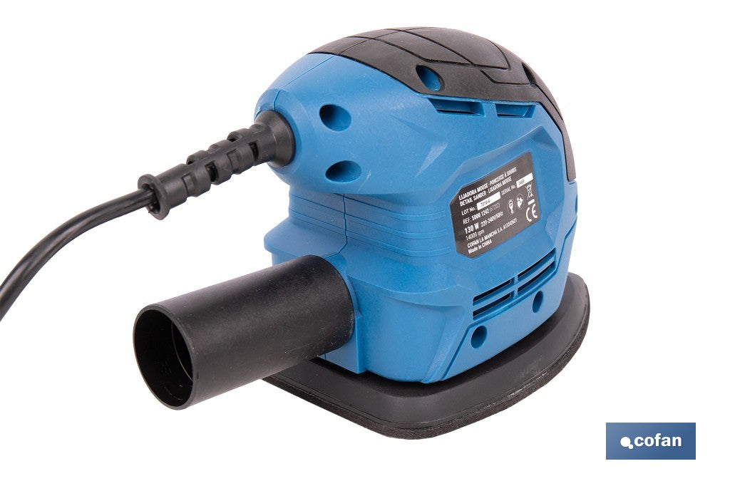 Lijadora mouse eléctrica 130 W 14 000 rpm, aspiración de polvo  Base de velcro con 5 agujeros  Ideal para madera, chapa, laca o relleno