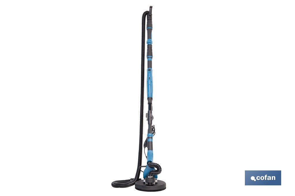 Lijadora de pared y techo eléctrica 710 W 1500 rpm Tubo extensible, aspiración de polvo y luz LED integrada  Incluye maletín y 6 discos de lija