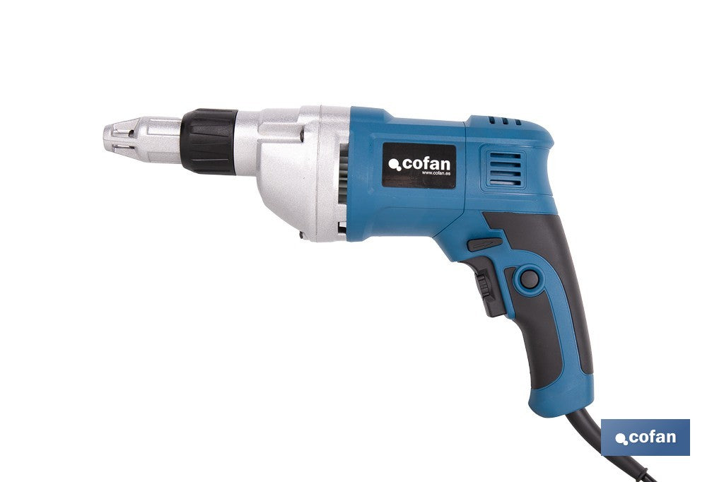Atornillador eléctrico para paredes de yeso 600 W 2400 rpm | Velocidad variable, inserción de portapuntas 1/4" | Diseño ergonómico para trabajos continuos