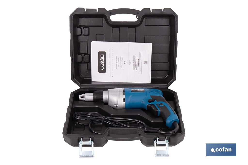 Atornillador eléctrico para paredes de yeso 600 W 2400 rpm | Velocidad variable, inserción de portapuntas 1/4" | Diseño ergonómico para trabajos continuos