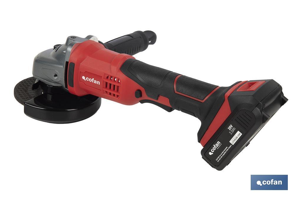 Amoladora a batería 20 V y 2 Ah