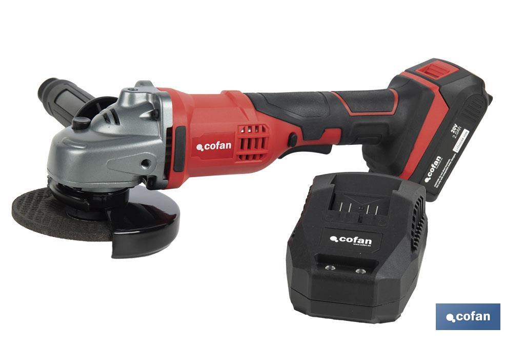 Amoladora a batería 20 V y 2 Ah