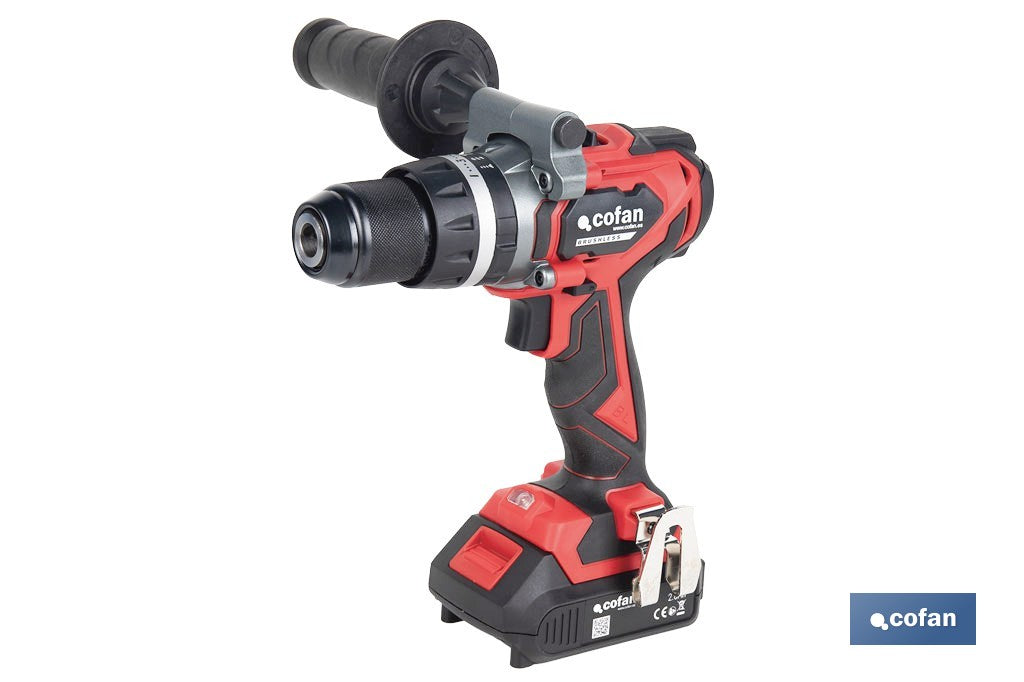 Taladro percutor y atornillador sin escobillas 20 V, batería 2.0 Ah