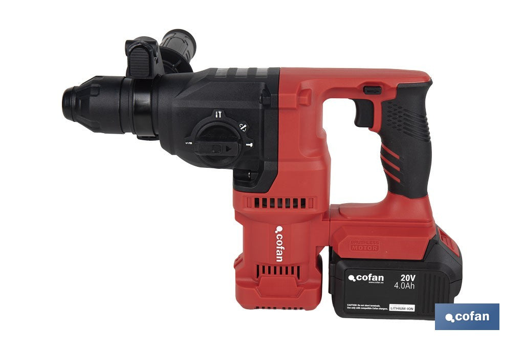 Martillo perforador SDS Plus sin escobillas 20 V con batería y cargador
