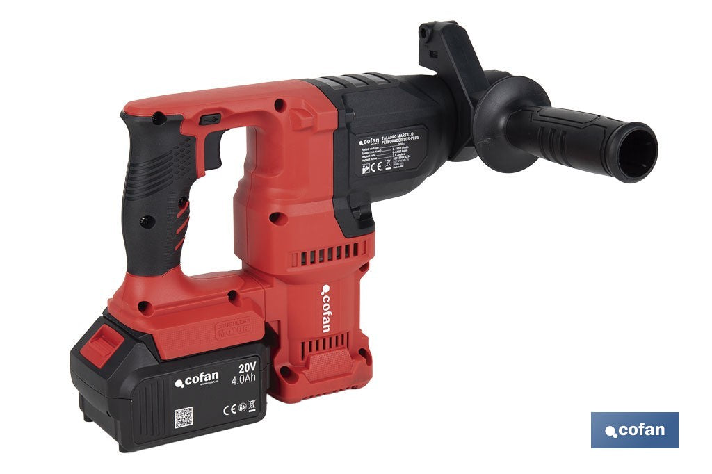Martillo perforador SDS Plus sin escobillas 20 V con batería y cargador