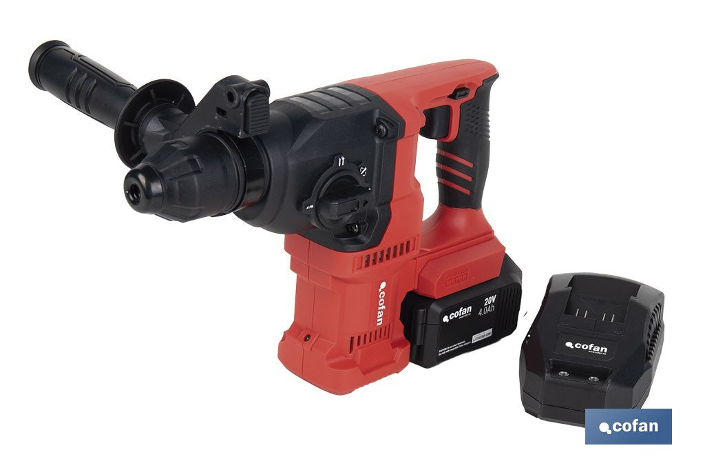 Martillo perforador SDS Plus sin escobillas 20 V con batería y cargador