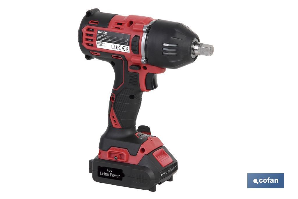 Pistola Impacto 1/2" a Batería de 20 V + Cargador + Accesorios