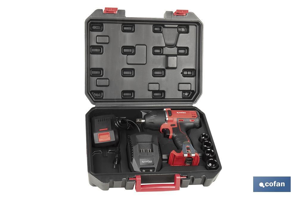 Pistola Impacto 1/2" a Batería de 20 V + Cargador + Accesorios