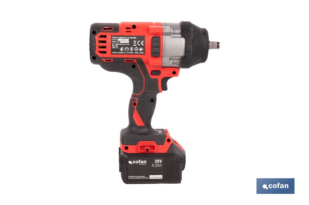 Pistola de impacto 1/2" a batería con motor BRUSHLESS 400 - 1000 Nm